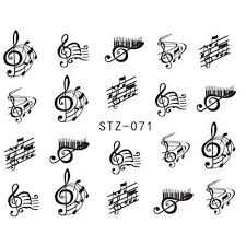 Us 0 74 20 Off 1 Sheet Nail Art Decorations Nail Sticker Diy Black Colors Music Note Nails Designs Water Transfer Decals Styling Trstz018 658 In