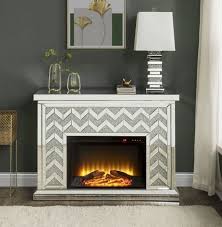 Mirrored And Faux Diamond Fireplace For