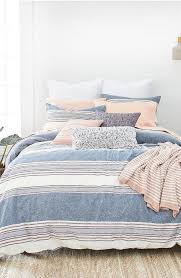 Tuscan Blue Pink Stripe Comforter Sham Set