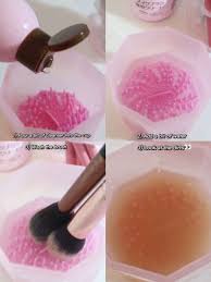 promo daiso makeup brush cleanser puff
