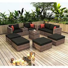 Tenleaf Brown 10 Piece Wicker Outdoor