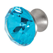 Aqua Blue Crystal Cabinet Knob