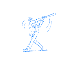 バットをフルスイングする男性の挿絵（イラスト） | SASHIE - 自由に使えるシンプルイラスト | Simple Illustration for  free use