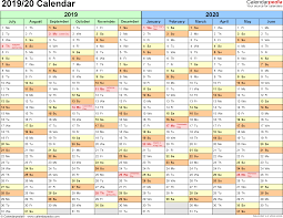 Split Year Calendars 2019 2020 July To June Excel Templates