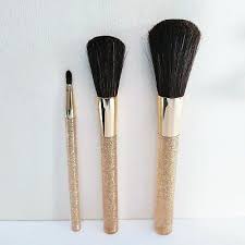 set of 3 estee lauder gold makeup brush