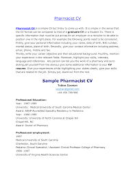 Sample Pharmacist Cv CV Resume Ideas
