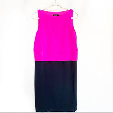 Dkny Silk Blend Pink Gray Layered Shift Dress Xs