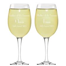 Engraved Wedding Wine Glass Set For Pas