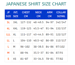 an shirt size chart conversion