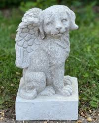 Dog Memorial With Wings Statue