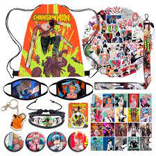 Chainsaw Man Manga Gift Set, Including Drawstring Bag, Stickers, Face  Masks, Keychain, Phone Ring Holder, Button Pins, Lanyard, Bracelet, Lomo  Cards : Amazon.in: Bags, Wallets and Luggage