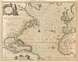 Old Antique Map Sea Chart Of The North Atlantic Ocean By J