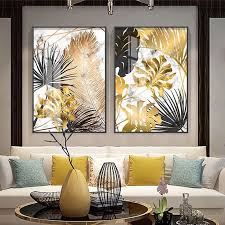 Golden Leaf Canvas Wall Art Painting