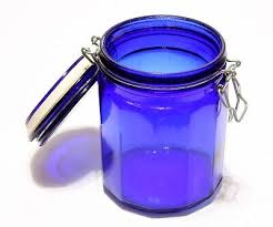 Vintage Cobalt Blue Glass Canister Jar