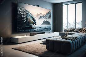 big tv wall screen in modern living