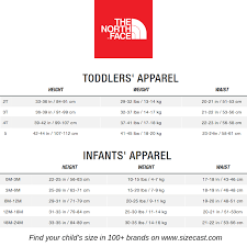 north face kids size chart 60