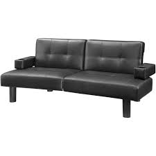Genuine and faux leather futons are easy to maintain, durable and smart to look at. Mainstays Connectrix Faux Leather Futon With Cupholders Multiple Colors Walmart Com Walmart Com