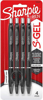 Besides, i find that most gel inks just wipe right off the little strip on the backs of credit cards. Amazon Com Sharpie S Gel Gel Pens Medium Point 0 7mm Black Ink Gel Pen 4 Count Office Products