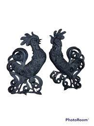 2 Vtg Metal Rooster Wall Decor Hanging