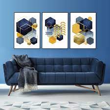 Printable Wall Art Geometric Navy Blue