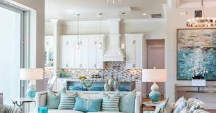 chic coastal living room in white aqua