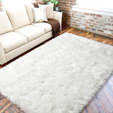large white faux fur rug area fluffy
