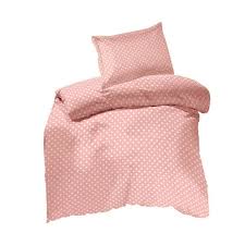 cotton pink polka dots duvet cover set