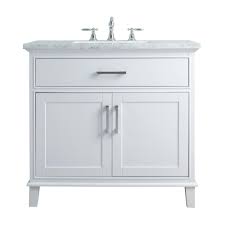 The teasian vanity features two large working drawers and an open bottom shelf ideal for towels or. Stufurhome 36 In Leigh Single Sink Bathroom Vanity In White With Carrara Marble Vanity Top In White With White Basin Hd 1475w 36 Cr The Home Depot Single Sink Bathroom Vanity Bathroom Sink Vanity