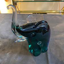 Green Sommerso Murano Glass Elephant