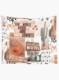 Western Cowgirl Collage Art Tapestries