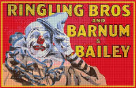 Vintage Ringling Bros Barnum And Bailey Clown Circus Cross Stitch Pattern Poster Pdf Instant Download