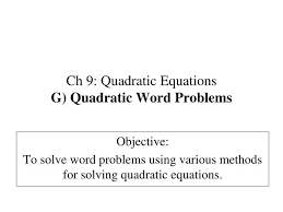 Ppt Ch 9 Quadratic Equations G