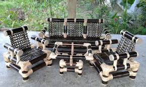durable handmade bamboo sofa set used