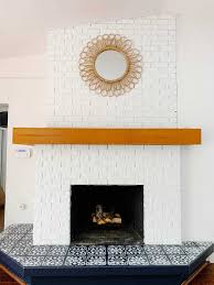 paint fireplace tile with a stencil