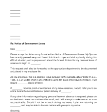 notice of bereavement leave template