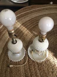 Vintage Hobnail Milk Glass Lamps