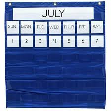 Pacon Monthly Calendar Pocket Chart 25in X 28in Blue