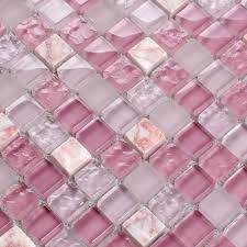 pink stone crystal mosaic tile sheet
