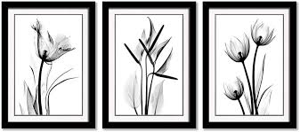 With our collection of white flower pictures and white flower art you. Amazon Com Ypy Black White Flowers Wall Art 3 Piece Transparent Tulip Framed Wall Decor Floral Oil Painting Printed Canvas Artwork Pictures Ready To Hang Black Frames 16x24in Posters Prints