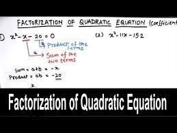 Factorization Of Quadratic Equation