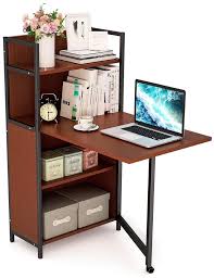 Home foldable computer desk adjustable laptop notebook tables stand tray hu219. Folding Computer Desk With Bookshelves Pc Laptop Study Table Writing Desk With Storage Shelves For Small Space Teak Black Buy Folding Computer Desk With Bookshelves Pc Laptop Study Table Writing Desk With Storage Shelves Portable