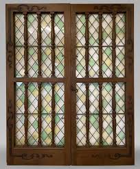 Double Door In Oak And Stained Glass