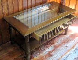 Hickory Log Coffee Table With Display