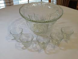 G Vine Embossed Glass Punch Bowl