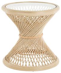 Peacock Rattan Side Table With Glass
