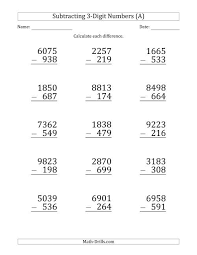 Maybe you would like to learn more about one of these? Large Print 4 Digit Minus 3 Digit Subtraction A