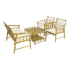 bamboo accent sofa set 4 piece with table