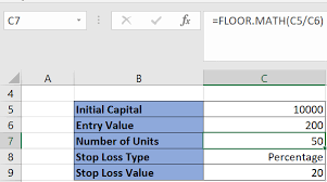 calculate stop loss in an excel sheet 1