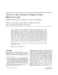 Pdf Choline In The Treatment Of Rapid Cycling Bipolar