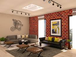 black leather sofa and red brick wall